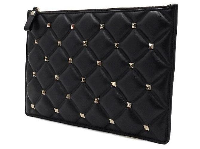 Valentino Clutch Pouch in pelle trapuntata Candy Stud Nero - vista 3