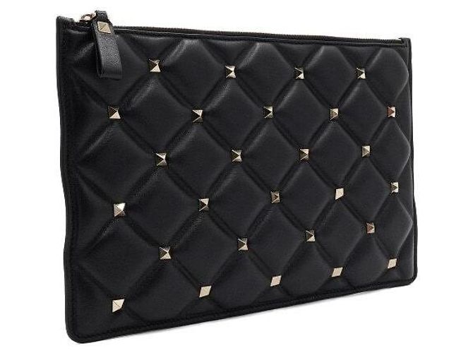 Valentino Clutch Pouch in pelle trapuntata Candy Stud Nero - vista 4
