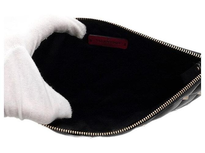 Valentino Clutch Pouch in pelle trapuntata Candy Stud Nero - vista 6