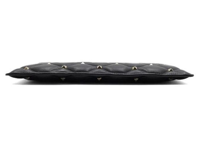 Valentino Clutch Pouch in pelle trapuntata Candy Stud Nero - vista 7