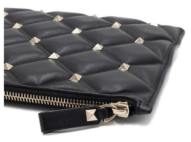 Valentino Clutch Pouch in pelle trapuntata Candy Stud Nero - vista 8