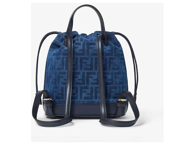 Fendi Denim Rucksack AWDV Blau - Ansicht 3
