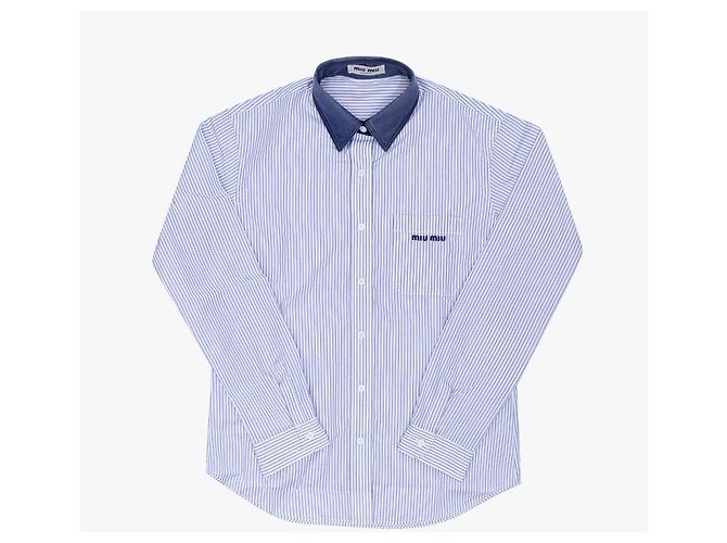 Miu Miu Camicia in popeline a righe da donna - vista 2