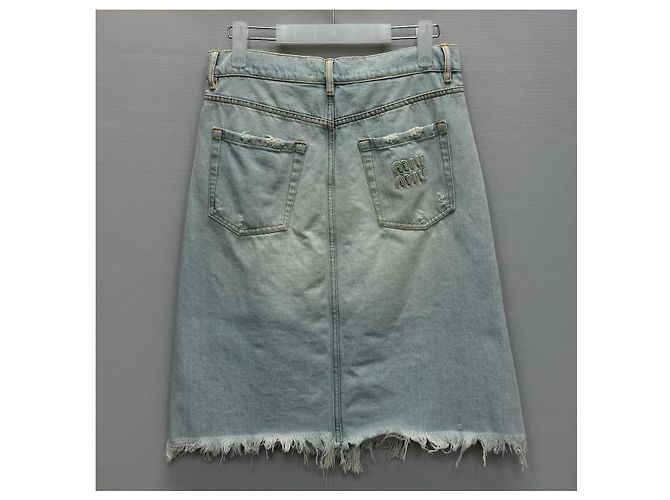 Miu Miu Denimrock mit Logo-Patch - Ansicht 2