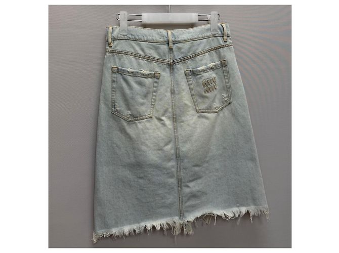 Miu Miu Denimrock mit Logo-Patch - Ansicht 3