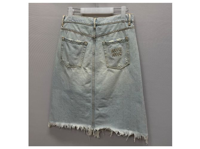 Miu Miu Denimrock mit Logo-Patch - Ansicht 4