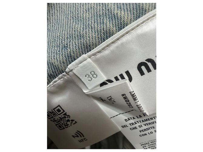 Miu Miu Denimrock mit Logo-Patch - Ansicht 8