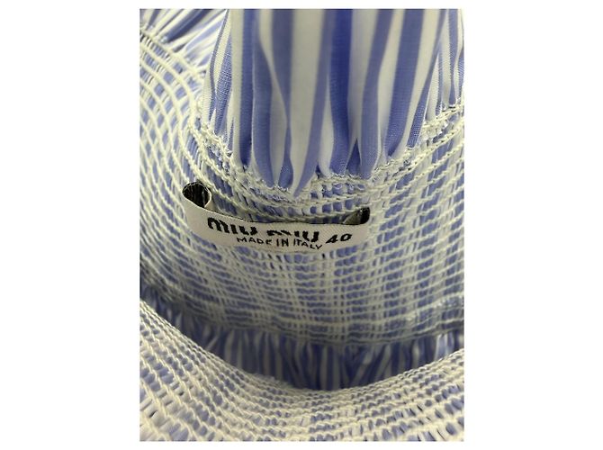 Miu Miu Falda a rayas con bordados de margaritas - vista 9