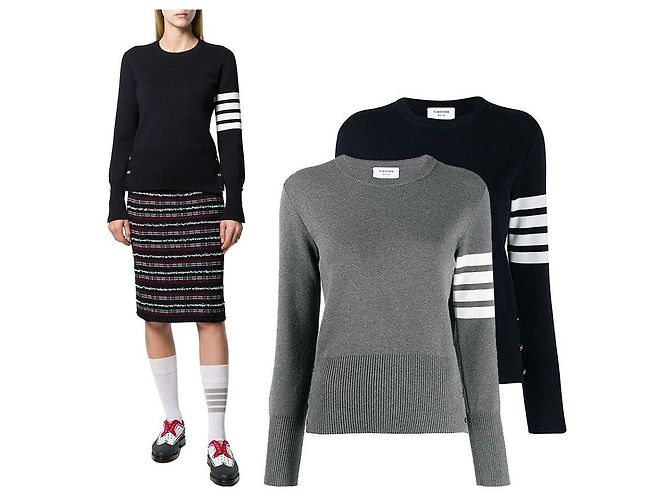 Malha Milano Stitch Thom Browne Cinza - vista 6