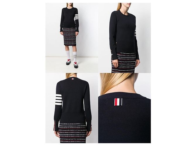 Malha Milano Stitch Thom Browne Cinza - vista 9