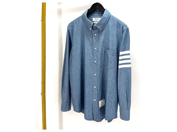 Thom Browne Camicia Chambre Striped Cuff Shirt - vista 2