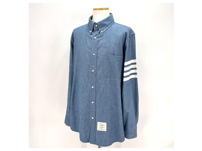 Thom Browne Camicia Chambre Striped Cuff Shirt - vista 3
