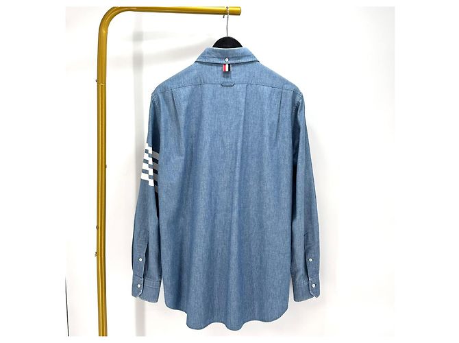 Thom Browne Camicia Chambre Striped Cuff Shirt - vista 4