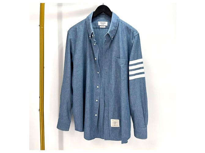 Thom Browne Camicia Chambre Striped Cuff Shirt - vista 5