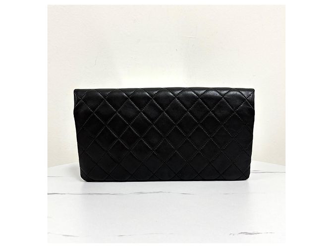 Chanel Klappbare Clutch aus Lammleder Schwarz - Ansicht 3
