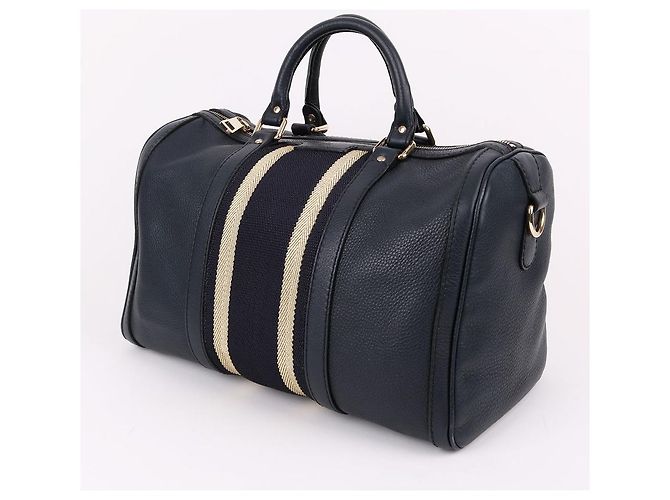 Gucci Borsa Boston e borsa a tracolla in pelle blu navy - vista 4