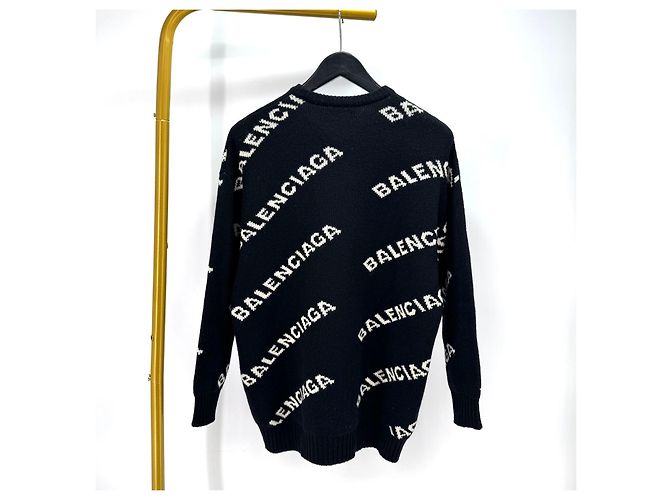 Balenciaga Langärmliges Strickoberteil Multi-Logo Schwarz - Ansicht 3