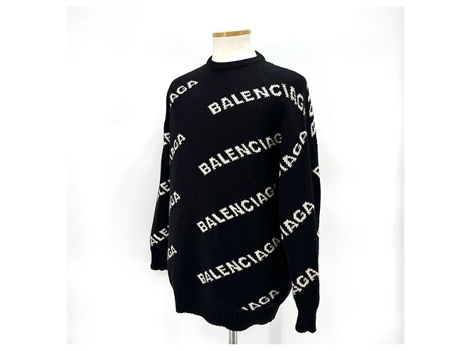 Balenciaga Langärmliges Strickoberteil Multi-Logo Schwarz - Ansicht 4