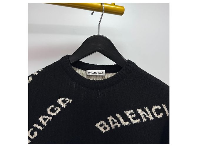 Balenciaga Langärmliges Strickoberteil Multi-Logo Schwarz - Ansicht 5