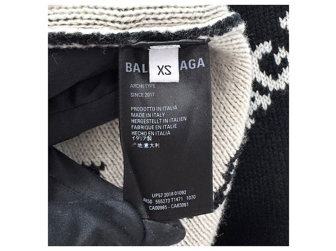 Balenciaga Langärmliges Strickoberteil Multi-Logo Schwarz - Ansicht 6