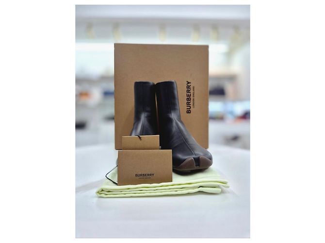 Burberry Phoenix Leather Sock Ankle Boots Size - view 10