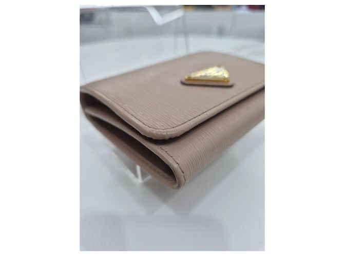 Cartera de tres pliegues Viterbo Move Prada rosa de cuero - vista 17