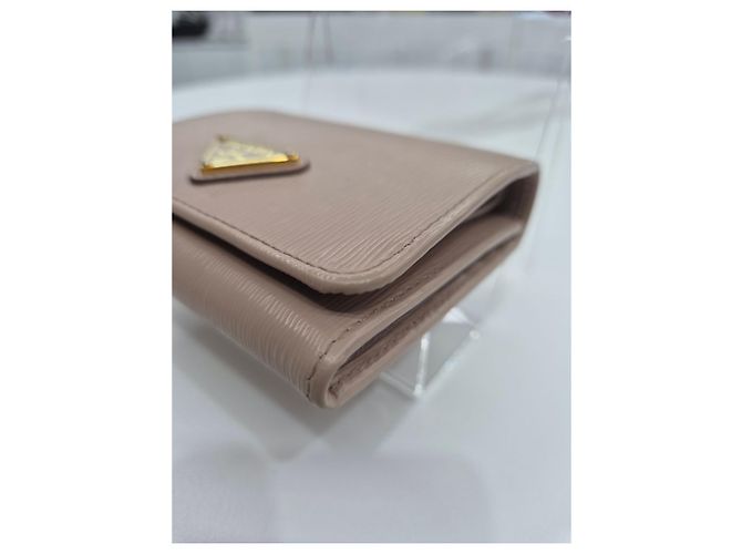 Cartera de tres pliegues Viterbo Move Prada rosa de cuero - vista 18