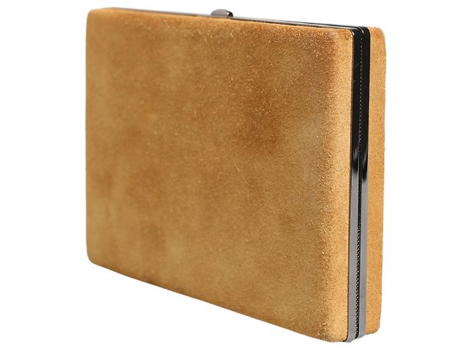 Dolce & Gabbana Clutch da sera da donna in pelle di vitello e velluto beige - vista 2