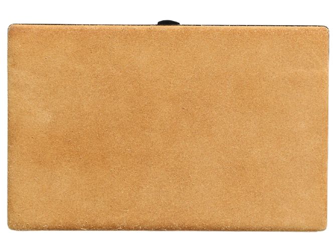 Dolce & Gabbana Clutch da sera da donna in pelle di vitello e velluto beige - vista 3