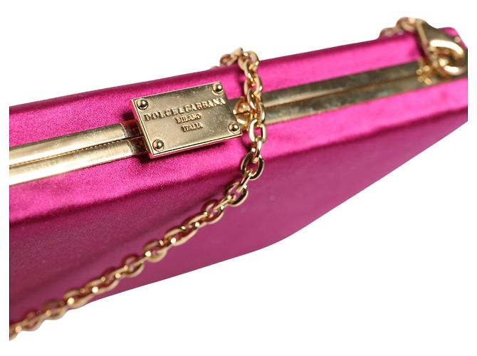 Dolce & Gabbana Clutch e borsa a tracolla da sera in cotone rosa da donna - vista 4