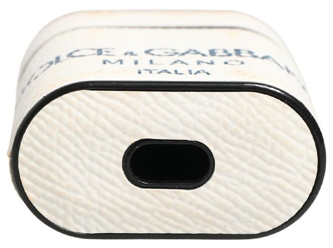 Dolce & Gabbana Capa Airpods em couro de bezerro branco com logo e alça - vista 6