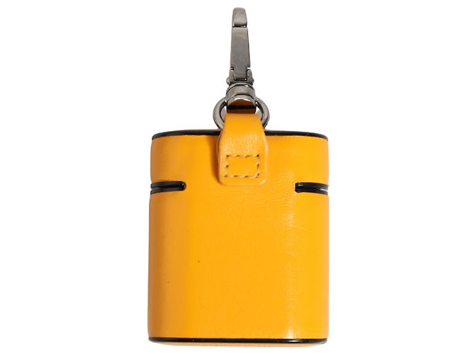 Dolce & Gabbana Capa Airpods com aba e alça em couro de bezerro amarelo com logo - vista 6
