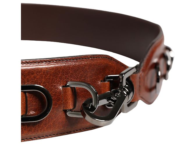 Dolce & Gabbana Bandoulière accessoire pour sac en cuir et velours marron Horse - vue 4