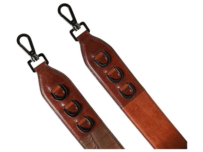 Dolce & Gabbana Bandoulière accessoire pour sac en cuir et velours marron Horse - vue 6