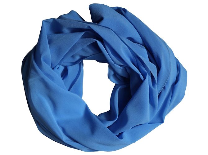 Dolce & Gabbana Écharpe Châle Foulard en Soie Bleue - vue 4