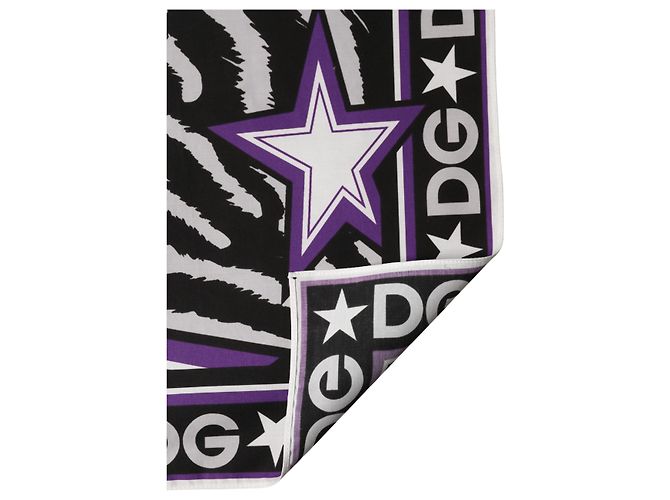 Dolce & Gabbana Foulard DG King Cotton Black Purple x . Sciarpa - vista 2