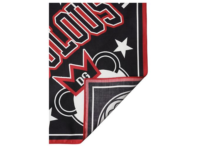 Dolce & Gabbana Foulard quadrato in cotone Black Red Panda . x Sciarpa - vista 2