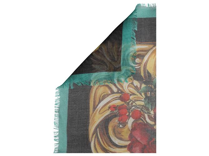 Dolce & Gabbana Stola Quadrata in Cashmere con Motivi Floreali Multicolor - vista 3