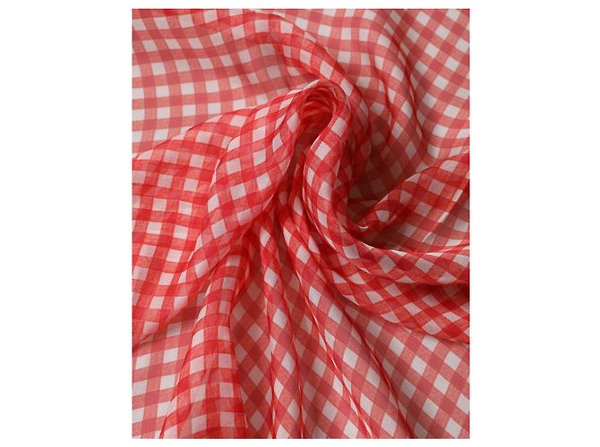 Dolce & Gabbana Foulard e sciarpa in seta a quadri bianco e rosso - vista 3