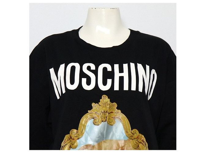 Moschino T-shirt de algodão preta com estampado de urso para mulher - vista 2