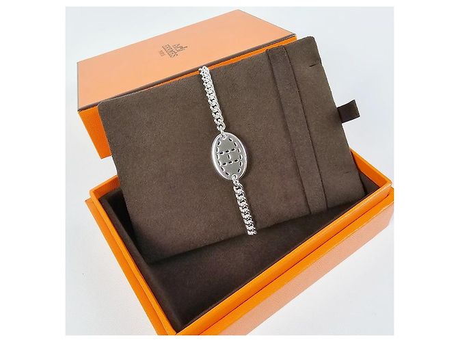 Hermès Bracciale Point Sellier Modello Large Argento - vista 15