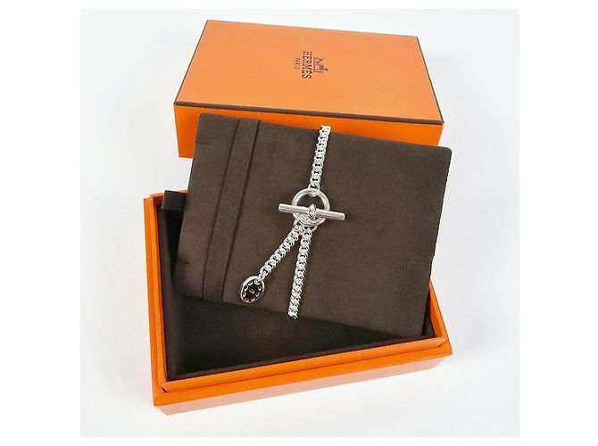 Hermès Bracciale Point Sellier Modello Large Argento - vista 16