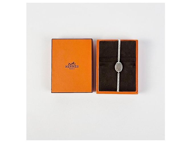 Hermès Bracciale Point Sellier Modello Large Argento - vista 17