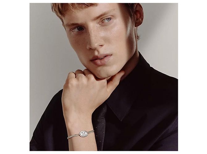 Hermès Bracciale Point Sellier Modello Large Argento - vista 4
