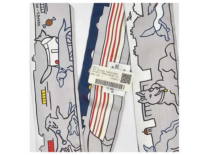 Hermès Les Chiens Parisiens Twilly Seidentuch - Ansicht 11