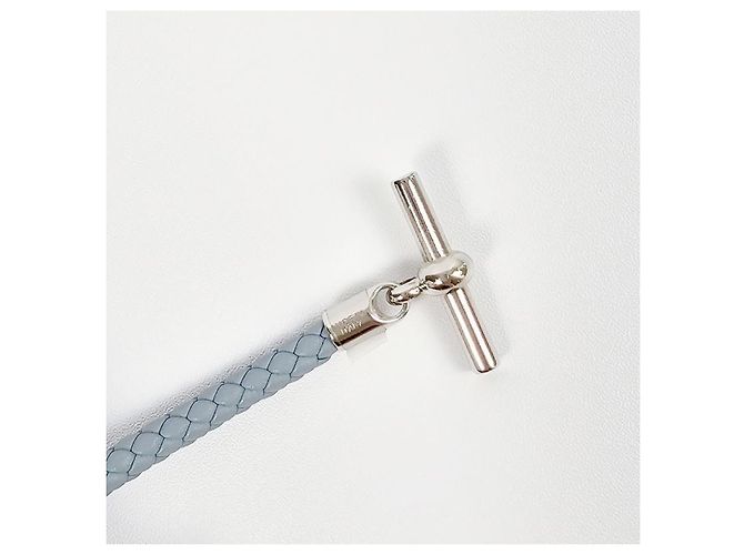 Hermès Bracciale in pelle intrecciata con dettaglio lucchetto Silver Blue - vista 9