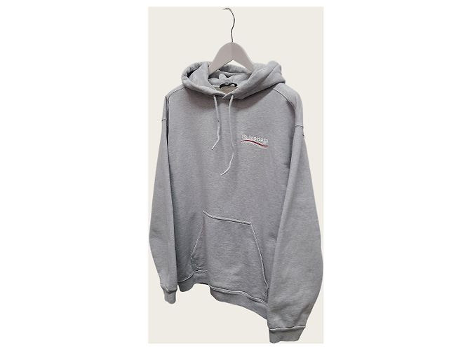 Balenciaga Grauer Hoodie mit besticktem Wave-Logo - Ansicht 2