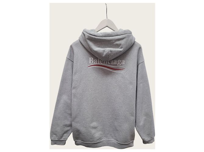 Balenciaga Grauer Hoodie mit besticktem Wave-Logo - Ansicht 3
