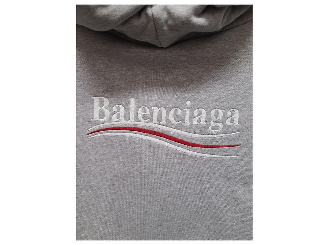 Balenciaga Grauer Hoodie mit besticktem Wave-Logo - Ansicht 4