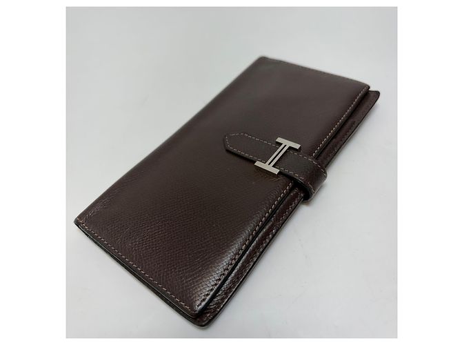Hermès Barn Long Wallet Brown Epsom Leather Silver Hardware - view 11